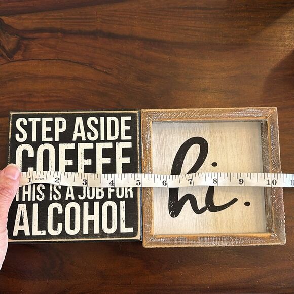Decorative Wooden Signs Set coffee bar alcohol funny primitive decor EUC - Picture 2 of 5